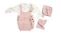 Set neonata pagliaccetto con camicia, calzini e cuffietta